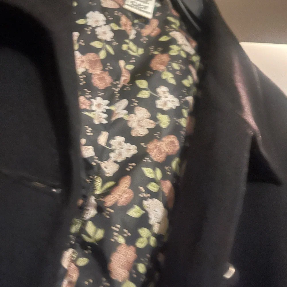 CAbi Black Velvet Trench Coat with Leopard Lining - Picture 2 of 4